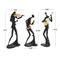Black Polystone Abstract Musician Sculpture Set with Gold Instruments & Music Notes